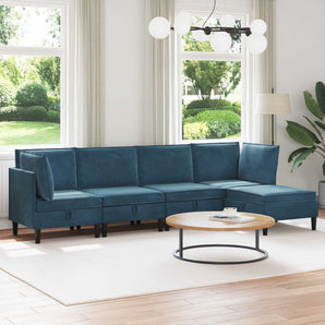 Set de mobilier pentru living 5 buc. albastru Catifea