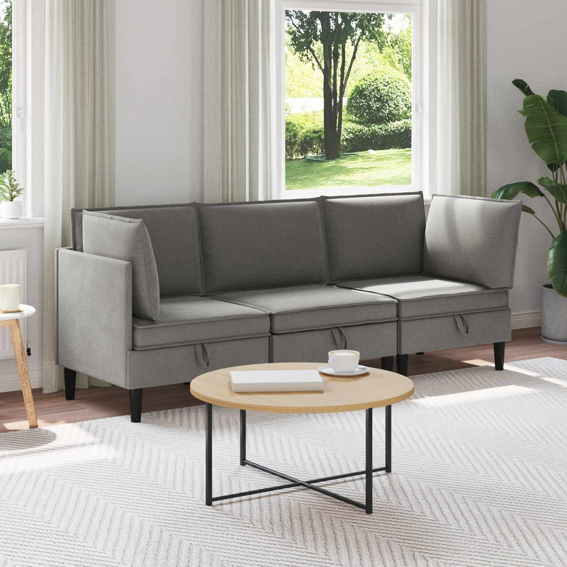Set de mobilier pentru living 3 buc. Gri închis Țesătură