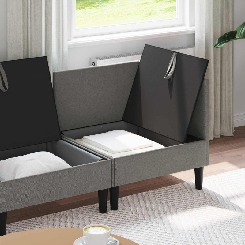 Set de mobilier pentru living 3 buc. Gri închis Țesătură