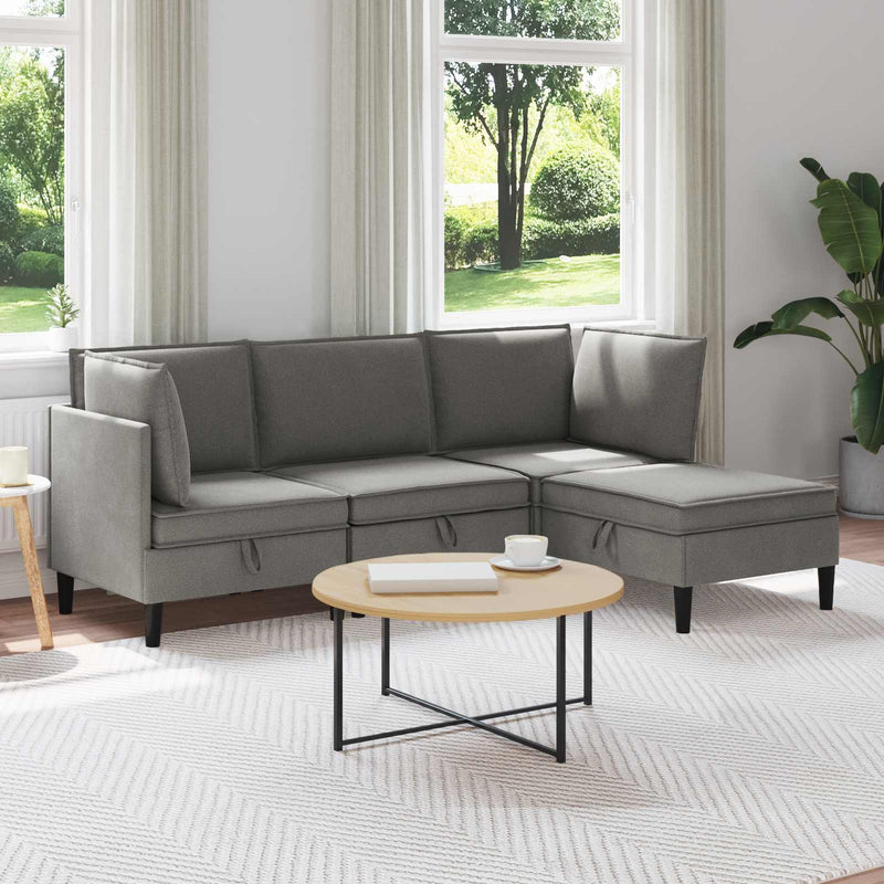 Set de mobilier pentru living 4 buc. Gri închis Țesătură