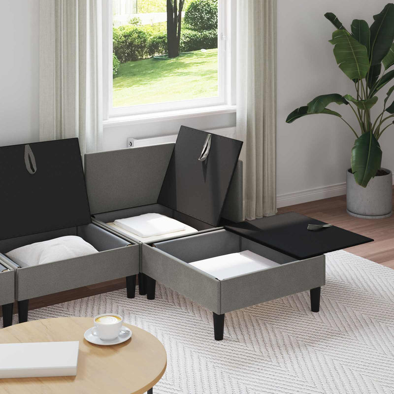 Set de mobilier pentru living 4 buc. Gri închis Țesătură