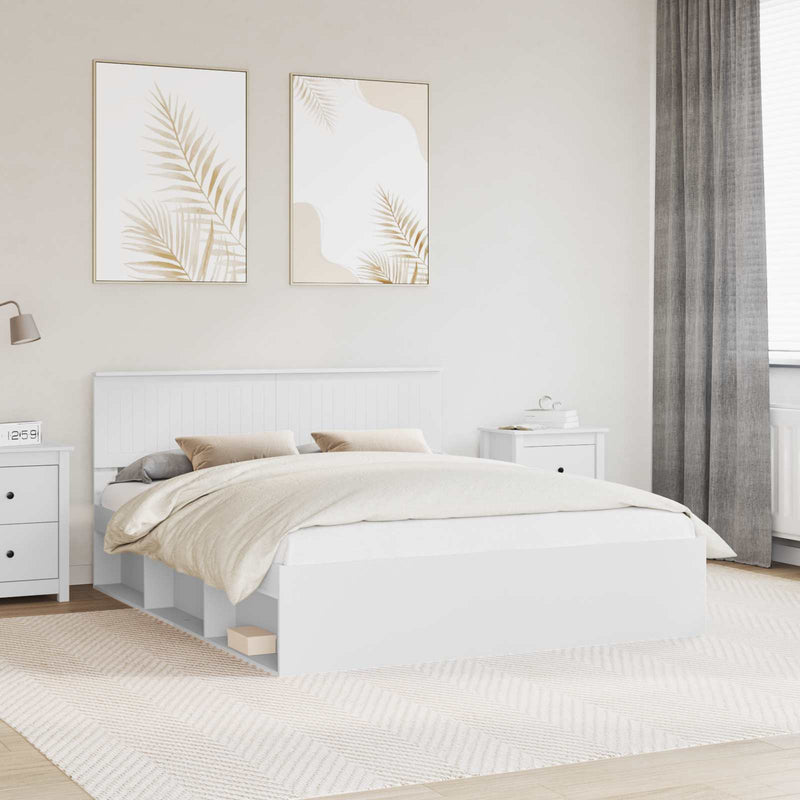 Cadru de pat cu headboard Alb 160 x 200 cm Lemn de pin masiv