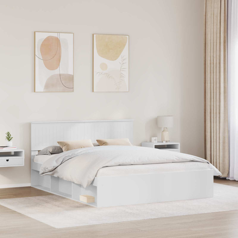 Cadru de pat cu headboard Alb 160 x 200 cm Lemn de pin masiv