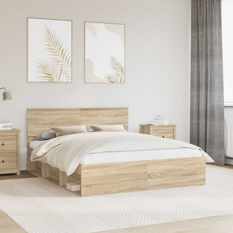 Cadru de pat cu headboard Sonoma 160 x 200 cm Lemn de pin masiv