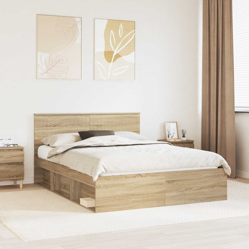 Cadru de pat Stejar Sonoma 150 x 200 cm Lemn de pin masiv