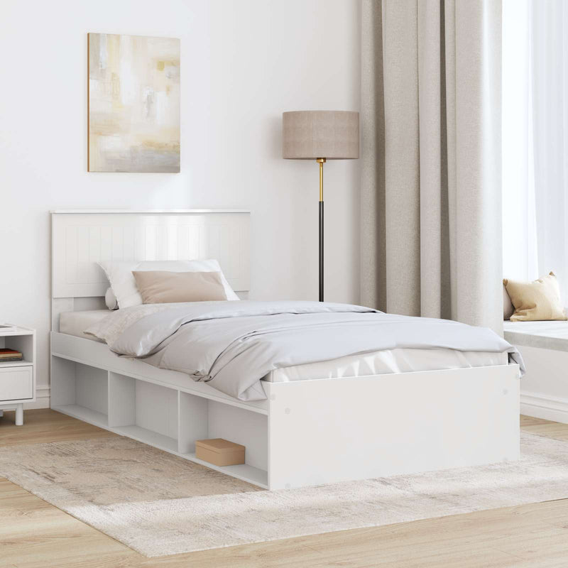 Cadru de pat cu headboard Alb 100 x 200 cm Lemn de pin masiv
