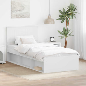 Cadru de pat cu headboard Alb 90 x 200 cm Lemn de pin masiv