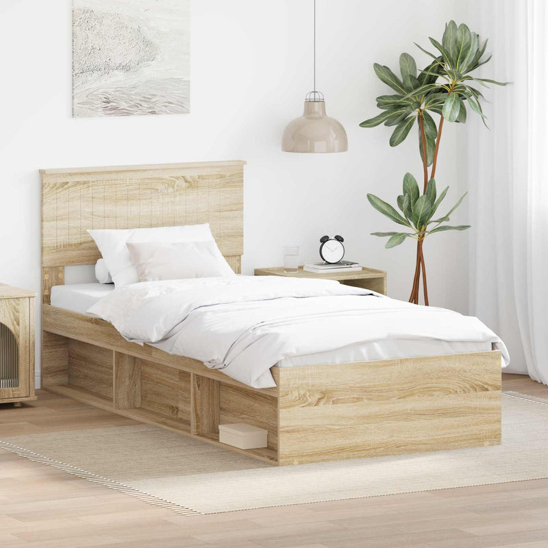 Cadru de pat cu headboard Sonoma 90 x 190 cm Lemn de pin masiv