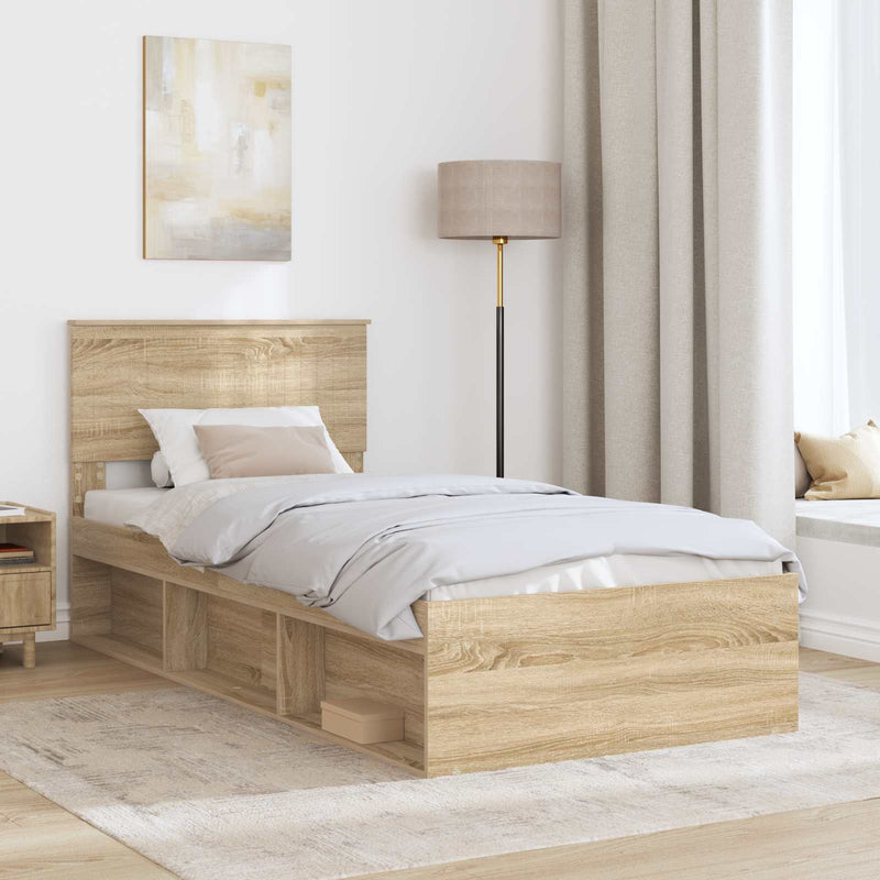Cadru de pat cu headboard Sonoma 90 x 190 cm Lemn de pin masiv