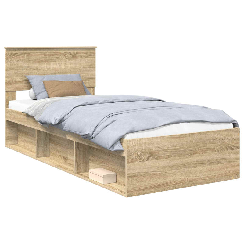 Cadru de pat cu headboard Sonoma 90 x 190 cm Lemn de pin masiv