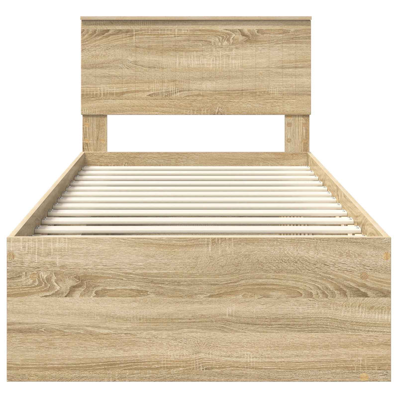 Cadru de pat cu headboard Sonoma 90 x 190 cm Lemn de pin masiv