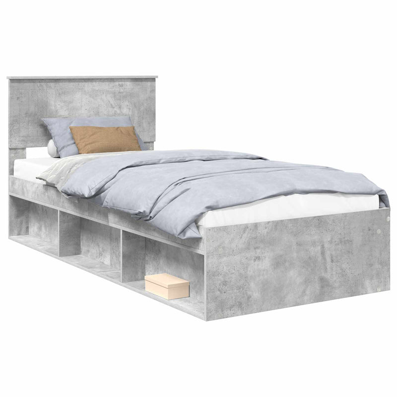 Cadru de pat Gri Concret 90 x 190 cm Lemn de pin masiv
