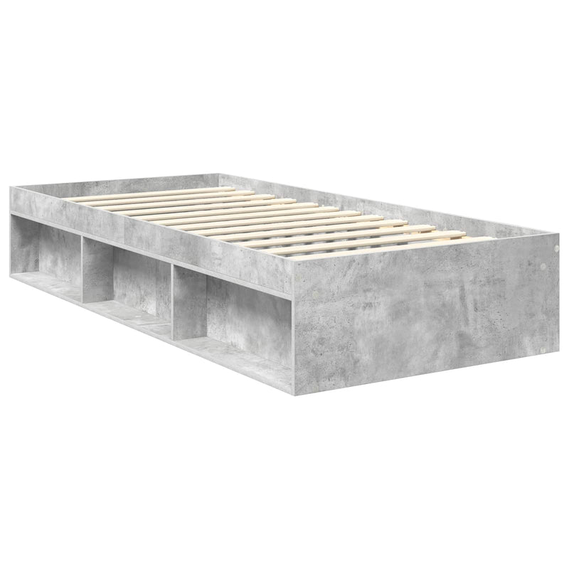 Cadru de pat Gri Concret 90 x 190 cm Lemn de pin masiv