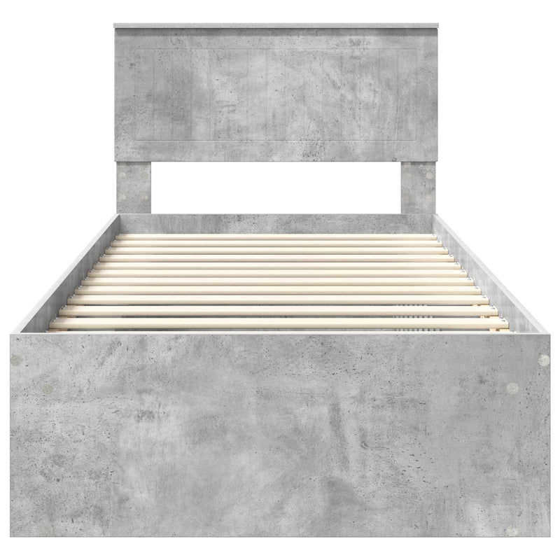 Cadru de pat Gri Concret 90 x 190 cm Lemn de pin masiv