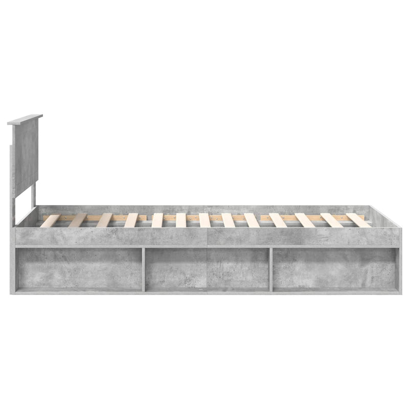 Cadru de pat Gri Concret 90 x 190 cm Lemn de pin masiv