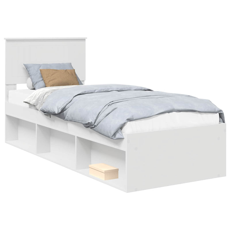 Cadru de pat cu headboard Alb 75 x 190 cm Lemn de pin masiv