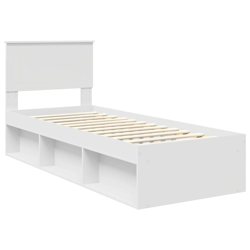Cadru de pat cu headboard Alb 75 x 190 cm Lemn de pin masiv