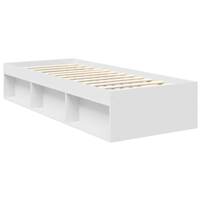 Cadru de pat cu headboard Alb 75 x 190 cm Lemn de pin masiv