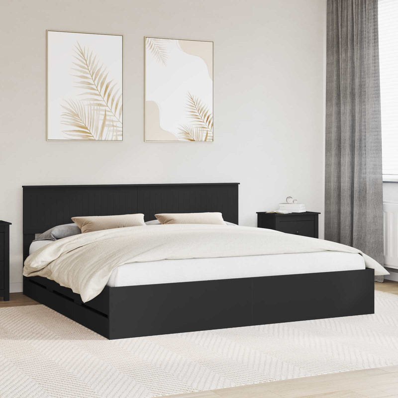 Cadru de pat cu sertar Negru 200 x 200 cm Lemn Ingineresc