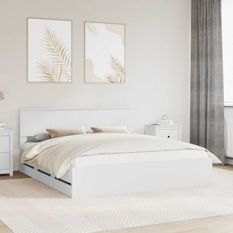 Cadru de pat cu sertar Alb 180 x 200 cm Lemn Ingineresc