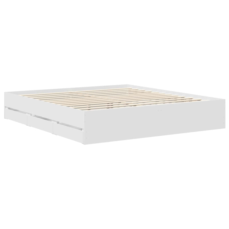 Cadru de pat cu sertar Alb 180 x 200 cm Lemn Ingineresc