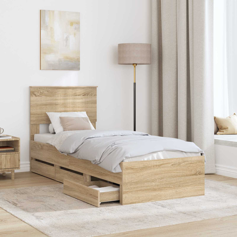 Cadru de pat Stejar Sonoma 75 x 190 cm Lemn Ingineresc