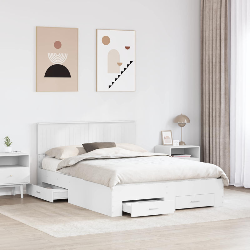 Cadru de pat cu sertar Alb 140 x 190 cm Lemn prelucrat