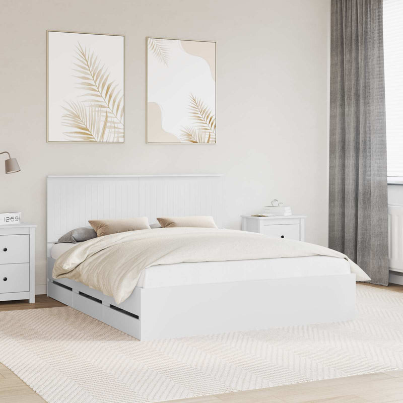 Cadru de pat cu sertar Alb 160 x 200 cm Lemn Ingineresc