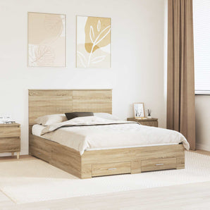 Cadru de pat Stejar Sonoma 135 x 190 cm Lemn prelucrat