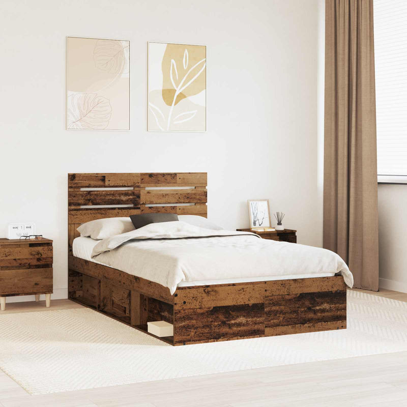Cadru de pat Lemn vechi 120 x 190 cm Lemn de pin masiv