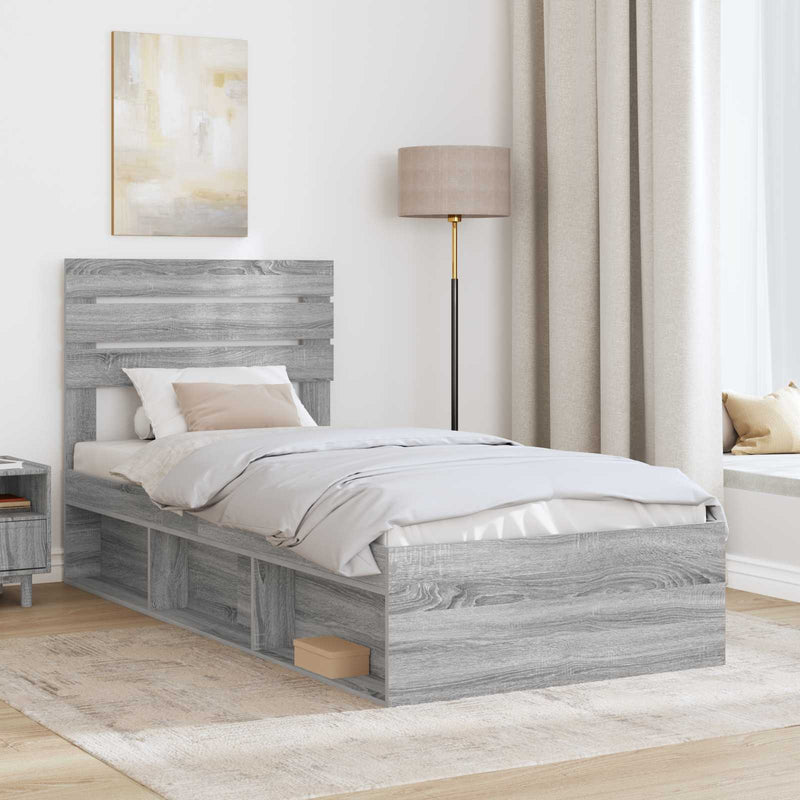 Cadru de pat Gri Sonoma 100 x 200 cm Lemn de pin masiv