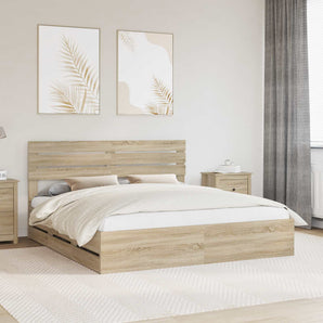 Cadru de pat Stejar Sonoma 200 x 200 cm Lemn Ingineresc