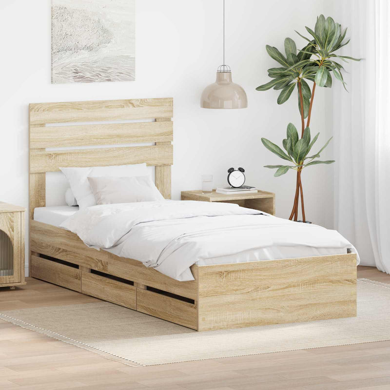 Cadru de pat Stejar Sonoma 75 x 190 cm Lemn Ingineresc
