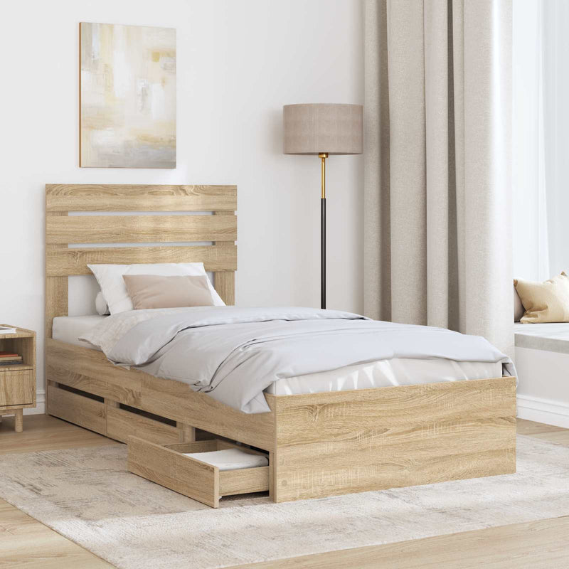 Cadru de pat Stejar Sonoma 75 x 190 cm Lemn Ingineresc