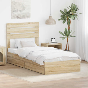 Pat cu storage Stejar Sonoma 100 x 200 cm Lemn prelucrat