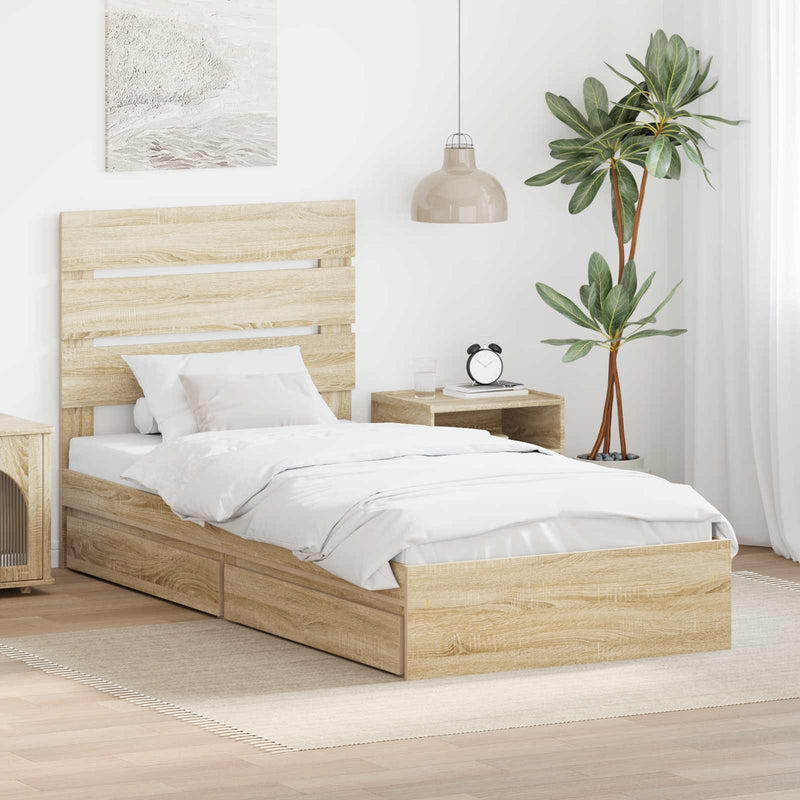 Pat cu storage Stejar Sonoma 70 x 190 cm Lemn prelucrat