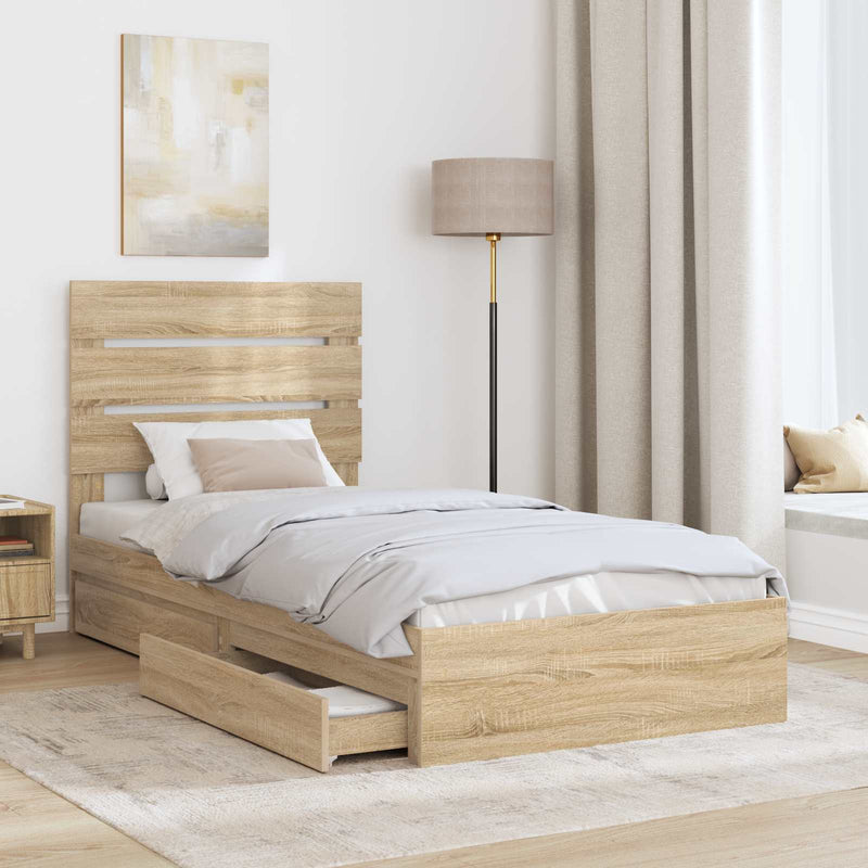 Pat cu storage Stejar Sonoma 70 x 190 cm Lemn prelucrat