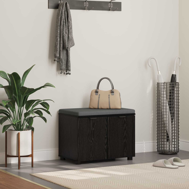 Bancă pentru hol cu pernă cu raft Stejar Negru 60 x 38 x 46 cm