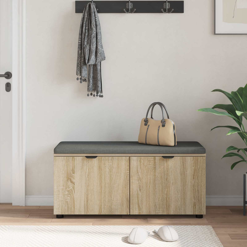 Bancă pentru hol cu pernă cu ușă Stejar Sonoma 100 x 38 x 46 cm