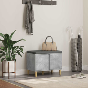 Bancă pentru hol cu pernă cu ușă Gri Beton 60 x 38 x 46 cm