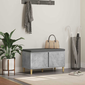 Bancă pentru hol cu pernă cu ușă Gri Beton 80 x 38 x 46 cm