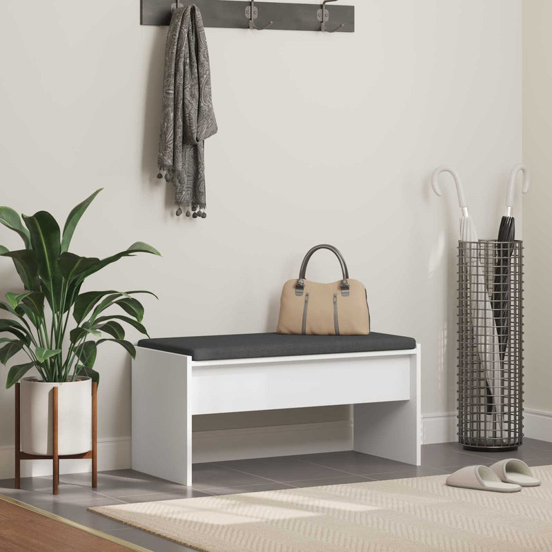 Bancă pentru hol cu pernă Alb 80 x 38 x 46 cm