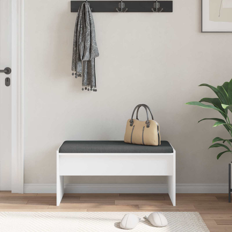 Bancă pentru hol cu pernă Alb 80 x 38 x 46 cm