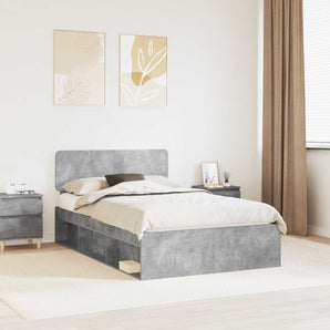 Cadru de pat cu headboard Beton 120 x 200 cm Lemn de pin masiv
