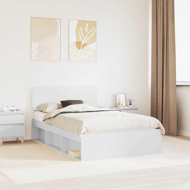 Cadru de pat cu headboard Alb 120 x 190 cm Lemn de pin masiv