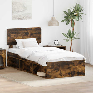 Cadru de pat Stejar fumuriu 100 x 200 cm Lemn de pin masiv