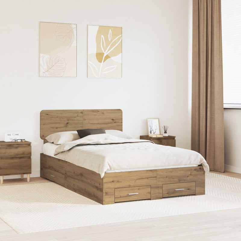 Cadru de pat Stejar Artizanal 120 x 190 cm Lemn prelucrat