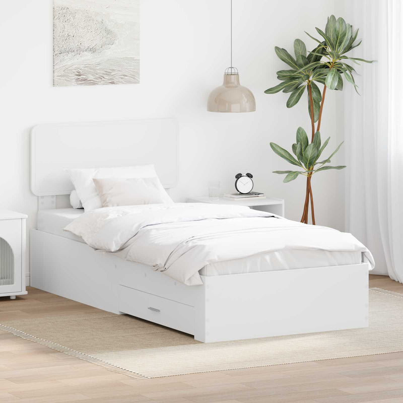 Cadru de pat cu sertar Alb 90 x 190 cm Lemn prelucrat
