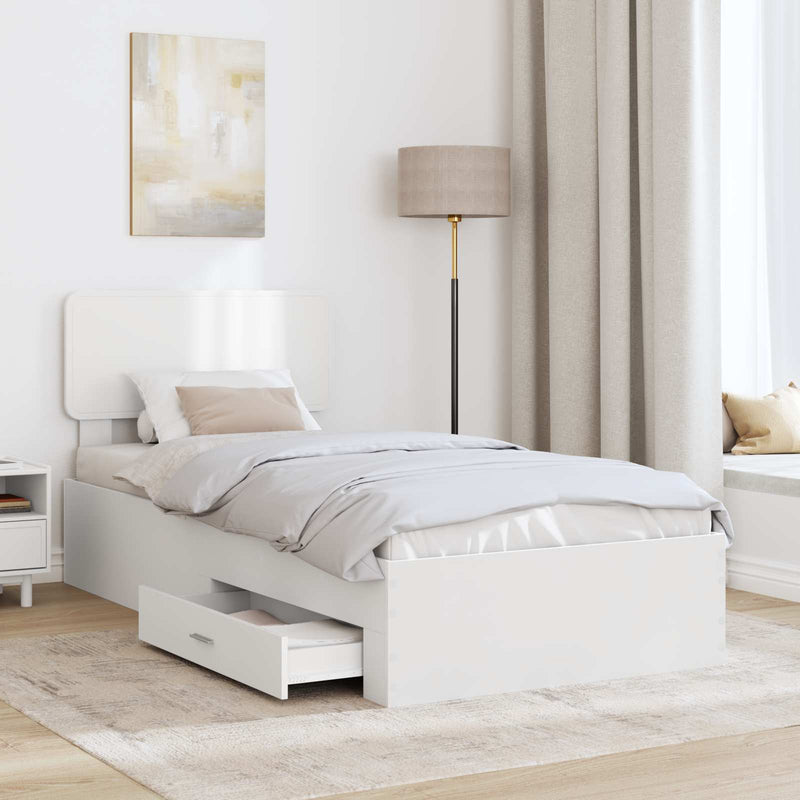 Cadru de pat cu sertar Alb 90 x 190 cm Lemn prelucrat