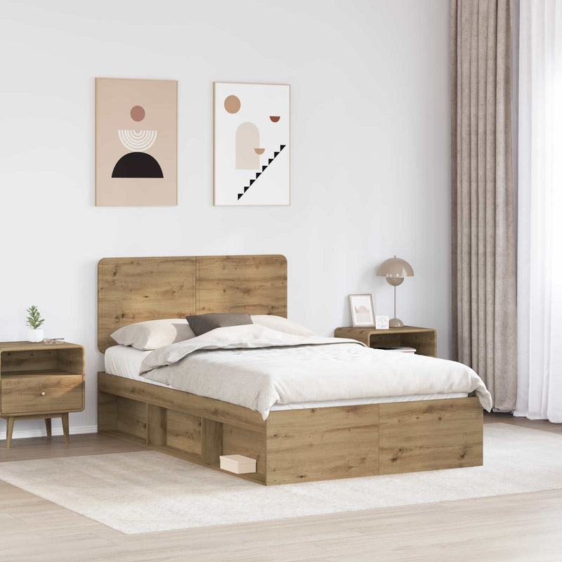 Cadru de pat Stejar artizanal 135 x 190 cm Lemn de pin masiv